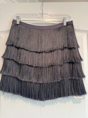 INTERMIX Navy Fringe Skirt | Size 4